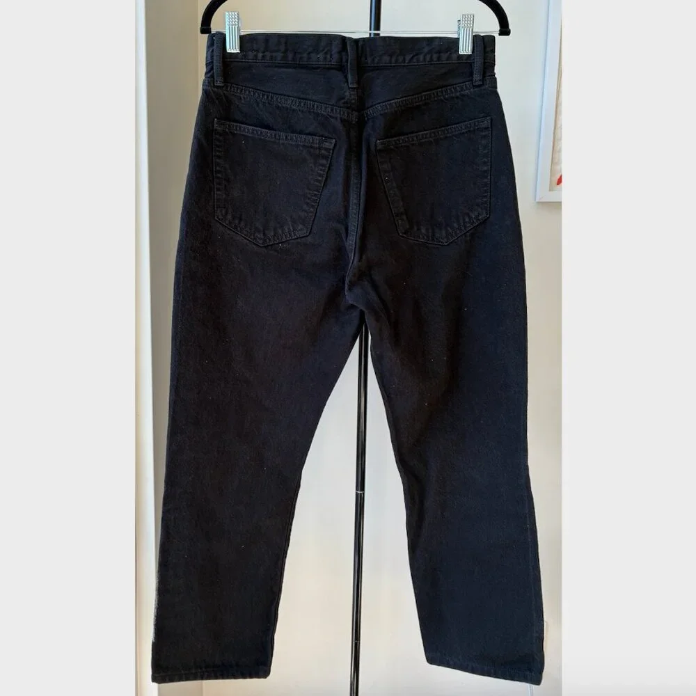 Frame Le Original High-Rise Straight-Leg Jeans in Film Noir - Black - Size 28 - Picture 5 of 7